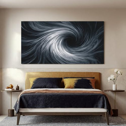 YISXINOAG Black White Abstract Wall Art Modern Spiral Painting 24"X48" - color: black white, size: 48"L x 24"W