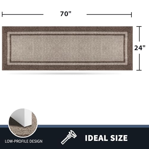 PURRUGS Hallway Runner Rug, 24" x 70", Beige & Grayish Brown - color: Beige & Grayish Brown, size: 24" X 70"
