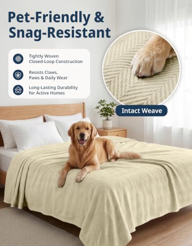 LANE LINEN 100% Cotton Blanket King, 350 GSM Medium Weight - color: 05: Sand, size: King