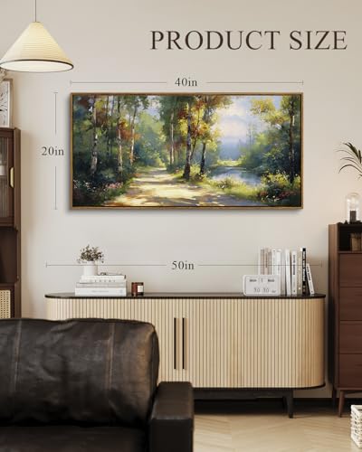 ARPEOTCY Large Landscape Wall Art,Nature Birch Tree Path Painting 20×40 in - color: Birch Tree Path, size: 40"L x 20"W