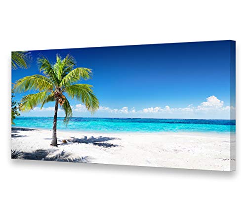 Baisuart Large Canvas Wall Art Summer Ocean Waves Coconut Trees on Sands Beach Seascape Painting Sea Nature Pictures for Living Room Home Office Wall Decor Artwork XXLarge 30x60inch - color: Beach, size: 58"L x 29"W