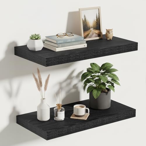 Vivelove 10 in Deep Floating Shelves 16” Set of 2, Black - color: Black, size: 15.7”wx10.2”dx1.5”h