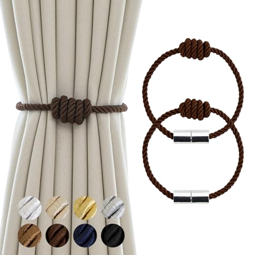 Curtain Tiebacks Magnetic Decorative Rope Tie Backs Holdbacks Contoeey - color: Coffee