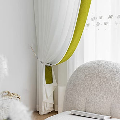 2 Pack Wood Bead Curtain Tieback, Boho Curtain Holdback for Wall - color: White, Gray, Wood Color