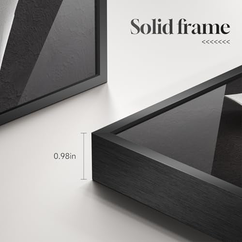 Large Framed Black and White Elegant Abstract Wall Art, 1 Piece 4x36 In - color: Black and White