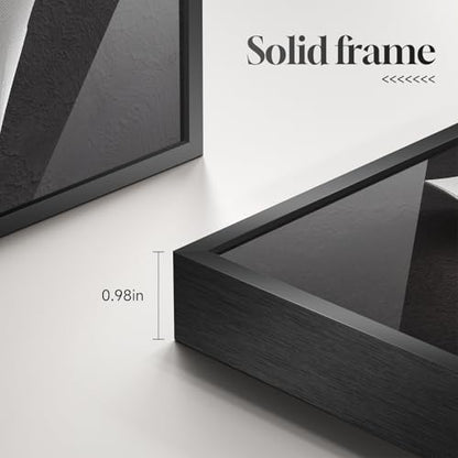 Large Framed Black and White Elegant Abstract Wall Art, 1 Piece 4x36 In - color: Black and White