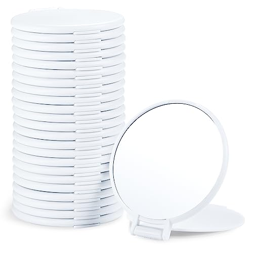 Qislee 24 Pack Compact Mirrors Bulk for Party Favors Purse Travel, White - color: 24 Pcs-white