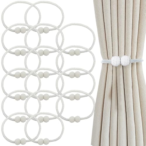 Magnetic Curtain Tiebacks 16 Pack White