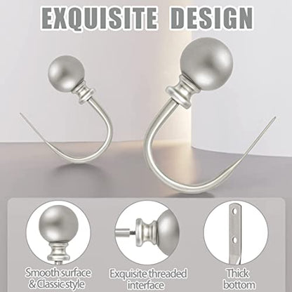 KAMANINA Curtain Holdbacks 2 Pack Wall Mounted with Silver Round Finials - color: Antique Silver