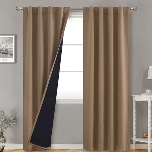 BGment Taupe 100% Blackout Curtains 84 Inch Length 2 Panels Set with Liner - color: Taupe, size: 38"W x 84"L (Pack of 2)