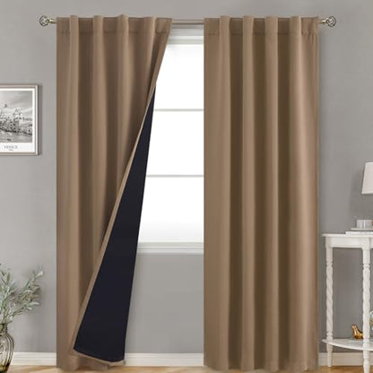 BGment Taupe 100% Blackout Curtains 84 Inch Length 2 Panels Set with Liner - color: Taupe, size: 38"W x 84"L (Pack of 2)