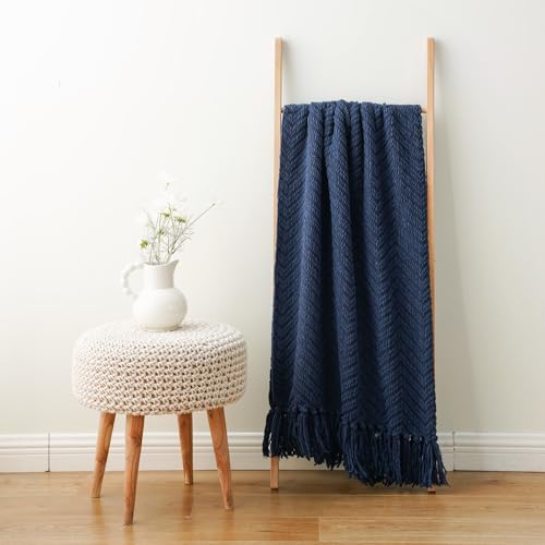 BATTILO HOME Navy Blue Throw Blanket for Couch, 60"x80" - color: Navy, size: 60"x80"