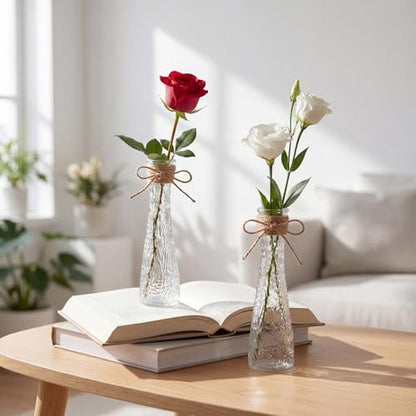 Set of 18 Clear Glass Bud Vases for Centerpiece, Water Ripple - color: Clear, size: Water Ripple