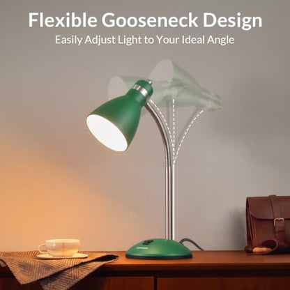 LEPOWER Metal Desk Lamp, Adjustable GooseNeck Reading Light for Bedroom - color: Green