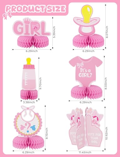 12 Pcs Baby Gender Reveal Table Decorations, Boy or Girl Centerpieces for Tables Honeycomb Centerpieces Blue and Pink Table Decor for Baby Shower Pregnancy Announcements Newborn Party Supplies - style: Gender Reveal