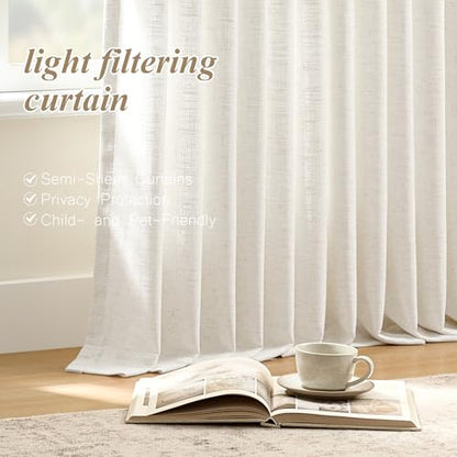 AUSSPVOCT Pinch Pleated Extra Wide Curtains for Living Room 96 Inch Long - color: Beige White, size: 70"W x 96"L (Pack of 1)