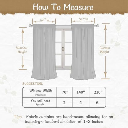 LAMIT Linen Semi Sheer Curtains 84 Inches Long for Living Room 2 Panels - color: Natural, size: 52"W x 84"L (Pack of 2)