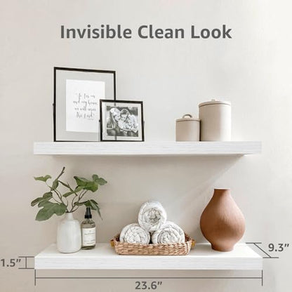 QEEIG Bathroom Long Floating Shelves for Wall (White, Set of 2, 23.6") - color: C. White, size: 23.6"