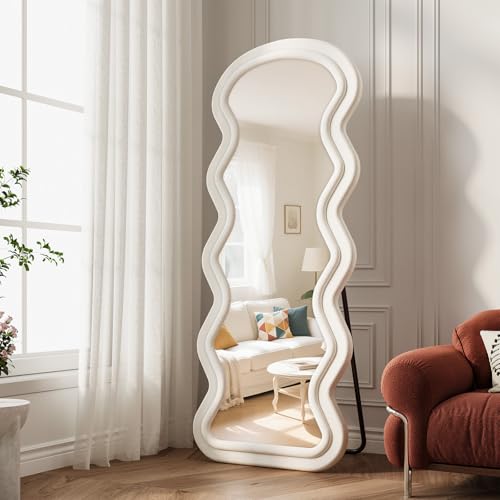 Full Length Mirror, 63"x24" Wavy Full Body Mirror Flannel - color: Wavy-white, size: 63"L x 24"W