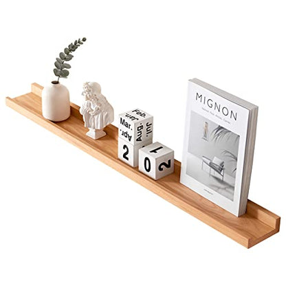 HOMWOO 36 Inch Floating Shelves Long Wall Shelf, Wall Mounted Natural Wood Picture Ledge Shelf for Living Room,Bedroom,Bathroom & Kitchen - size: 36 inches