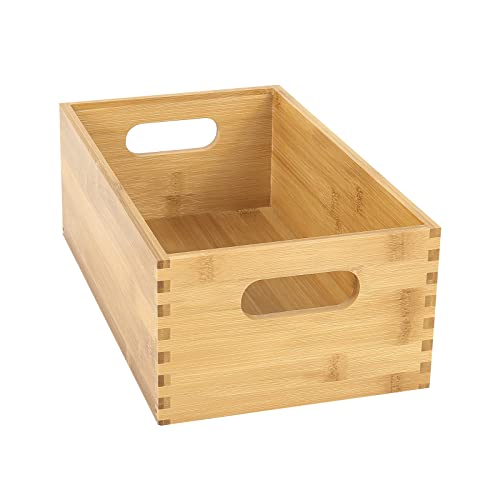 ANMINY Bamboo Storage Bins, Nesting 4PCS, Sturdy Mortise-Tenon Joint - color: Wood