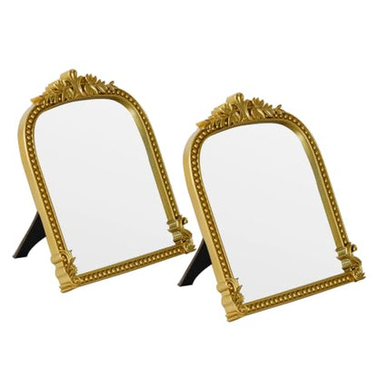 2-Pack Gold Plastic Arched Makeup Mirror 10.6" L x 8.3" W - color: Gold-2pack