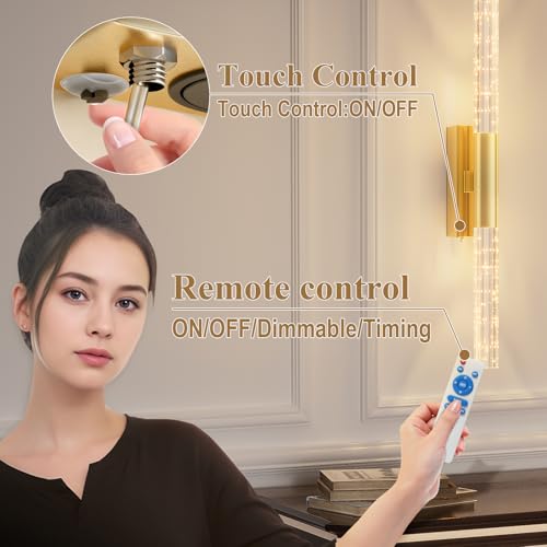 camuucci Battery Operated Wall Sconces Set of 2, Rechargeable Wall Lights - color: Gold, size: 25.6 Inches