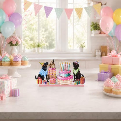 Smile Birthday Wooden Standing Decor Dog Party Cake Tiered Tray - style: Birthday