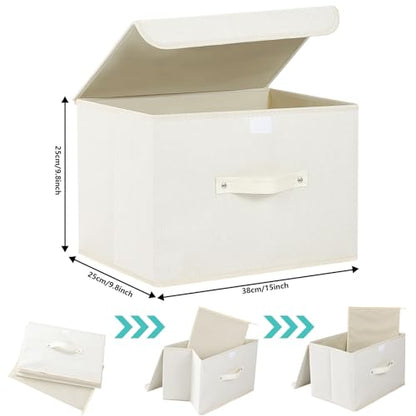 Cloth Storage Baskets with Handles,Beige 15x9.8x9.8in,1 Pack - color: Beige, size: 15x9.8x9.8in(1-pack)