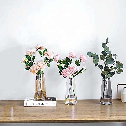 FANTESTICRYAN Modern Glass Vase, 8.7''H Decor Flower Vases, Crystal Grey - color: Crystal Grey