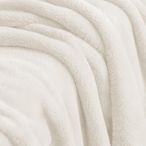 Elegant Throw Blanket for Couch & Sofa, All-Season Lightweight Fleece Blanket, Luxury Soft Cozy Fuzzy Throw for Her Him, White, 50 x 56 Inches