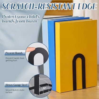 Chunful 6 Pcs Black Metal BookEnds Shelves, 5.5 x 3.75 x 2.25 in - color: Black, size: 5.5*3.75*2.25inch