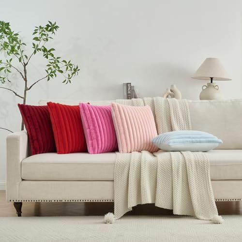 FUTEI Pack of 2 Faux Fur Throw Pillow Covers 18x18 Inch, Cream White - color: Cream White, size: 18" x 18" (Pack of 2)