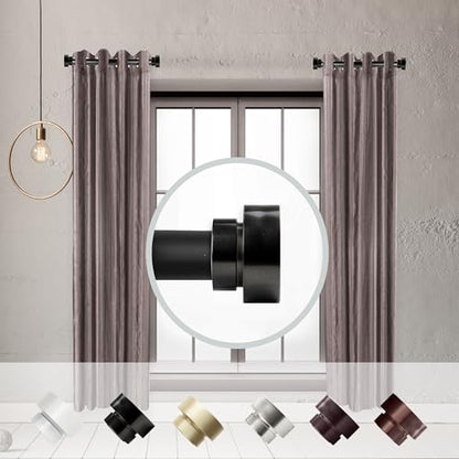 1 inch Side Curtain Rod 12-20 inch (Set of 2) - Black - color: Black