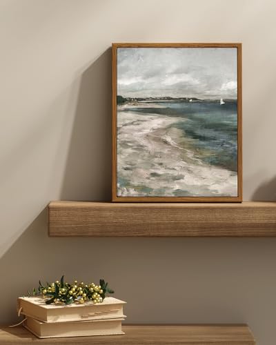 InSimSea Framed Canvas Prints Art Vintage Decor, Coastal Wall Art Living Room, Storm Clouds Vintage Coastal Wall Bathroom Pictures, Traditional Scenic Pictures for Bedroom Office Decor, 11"x14" - color: Storm Clouds, size: 14"L x 11"W