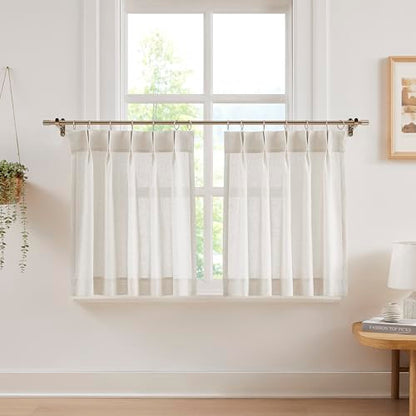 Vision Home Natural Linen Pinch Pleated Tier Curtains 24 inch - color: Natural/Pinch, size: 25"W x 24"L (Pack of 2)