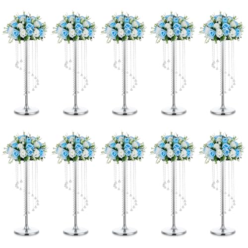 NUPTIO Tall Centerpiece for Table, Silver, 27.6", 10 Pcs - color: Silver, size: 10 Pcs 27.6 in