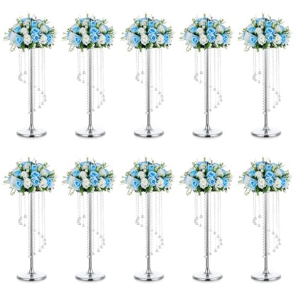 NUPTIO Tall Centerpiece for Table, Silver, 27.6", 10 Pcs - color: Silver, size: 10 Pcs 27.6 in