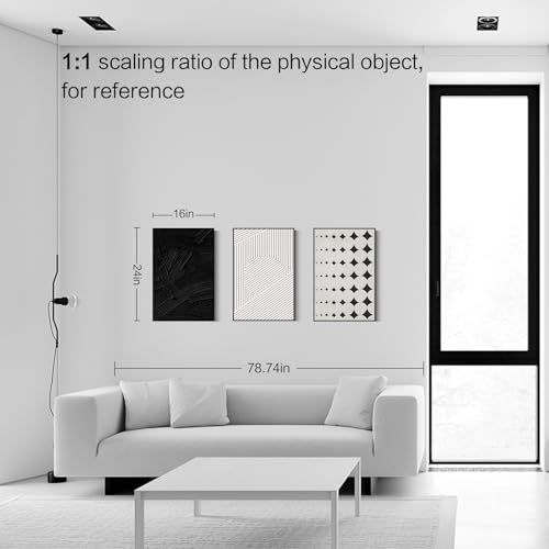 QKF 3Pcs Black White Abstract Geometric Textured Framed Canvas Wall Art Set - color: Simple Black and White, size: 16" X 24" X 3 pieces