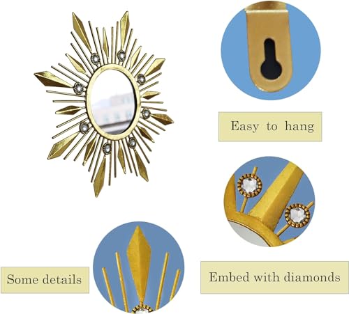 Champagne Gold Round Mirrors for Wall Art Pack of 3 Decorative Mirror - color: Golden- a