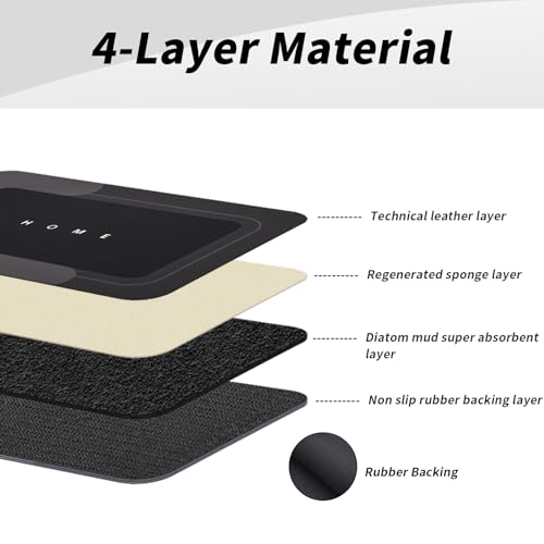 Housego Absorbent Bath Mat, Quick Dry Bath Rug, Non-Slip, 15.7x23.6 Inch, Black - color: Black, size: 15.7" x 23.6" (Rectangular)
