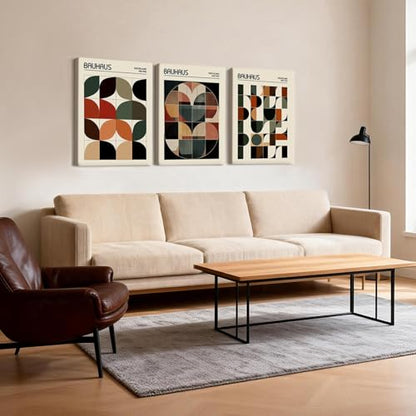Doqueodas 3Pcs Bauhaus Geometric Canvas Wall Art Set, 12x16 inch framed - color: Bauhaus Art Framed, size: 16"Lx 12"W