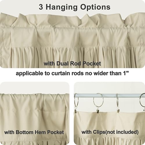 HIG 2 Pack Camel Handcrafted Window Treatment Tiers Curtains, 30"x36" - color: Camel, size: 30"W x 36"L (Pack of 2)
