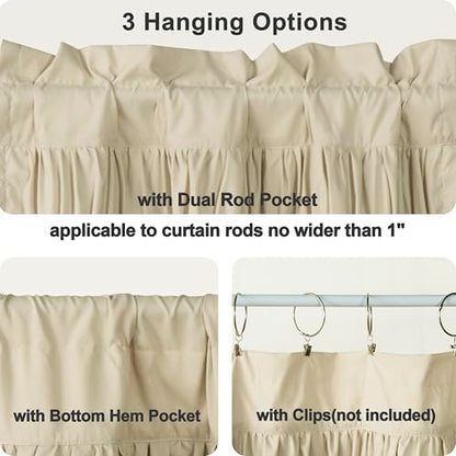 HIG 2 Pack Camel Handcrafted Window Treatment Tiers Curtains, 30"x36" - color: Camel, size: 30"W x 36"L (Pack of 2)