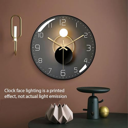 Wall Clock, 12 Inch Modern Wall Clock, Silent Non-Ticking Quartz Clock, Art Deco Clock with Large Numerals for Living Room, Bedroom, Classroom, Office (Black)