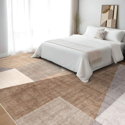 8x10 Washable Area Rug for Living Room - Non-Slip Geometric Rugs Tan Beige - color: Tan Beige, size: 8' x 10' (Rectangular)