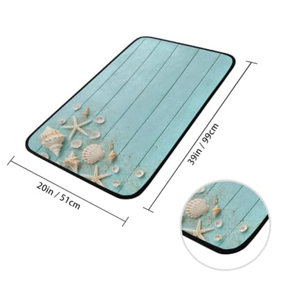 Teal Wood Kitchen Rug Non-Slip Indoor Carpet Absorbent Welcome Mat - color: A:a-4