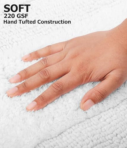 COTTON CRAFT 2 Pack Reversible Bath Mat - Soft Plush Bath Rug -20x30- White - color: White, size: 20x30 Inches
