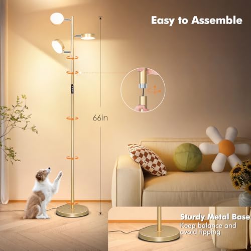 Tree Floor Lamp for Living Room - Modern Gold Standing Lamp - color: Gold