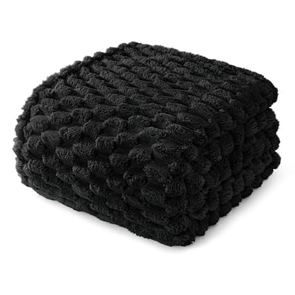 Whale Flotilla Soft 3D Jacquard Fleece Throw Blanket for Couch & Bed, Black - color: Black, size: Throw(50x60 Inch)